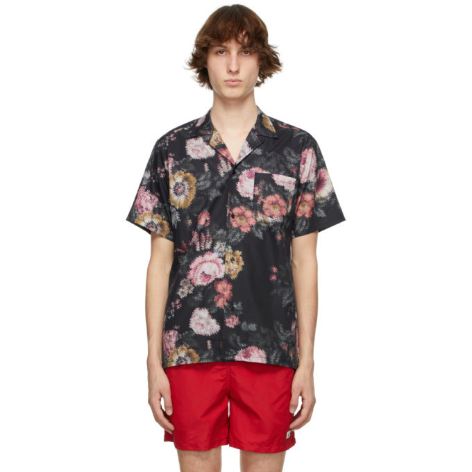Black floral short sleeve shirt Clearance