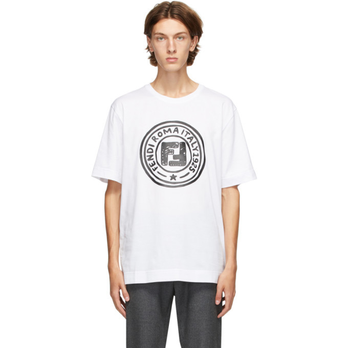 Fendi White Joshua Vides Edition Logo T-Shirt Fendi