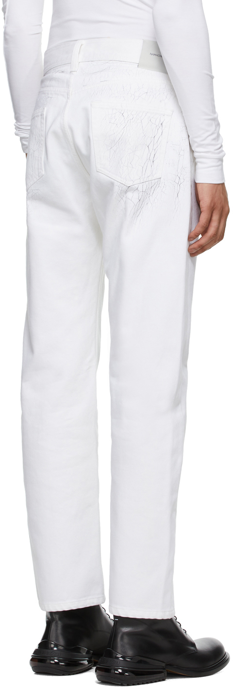 織り柄チェック NAMACHEKO 21ss White paint denim - 通販 - linnke.com.br