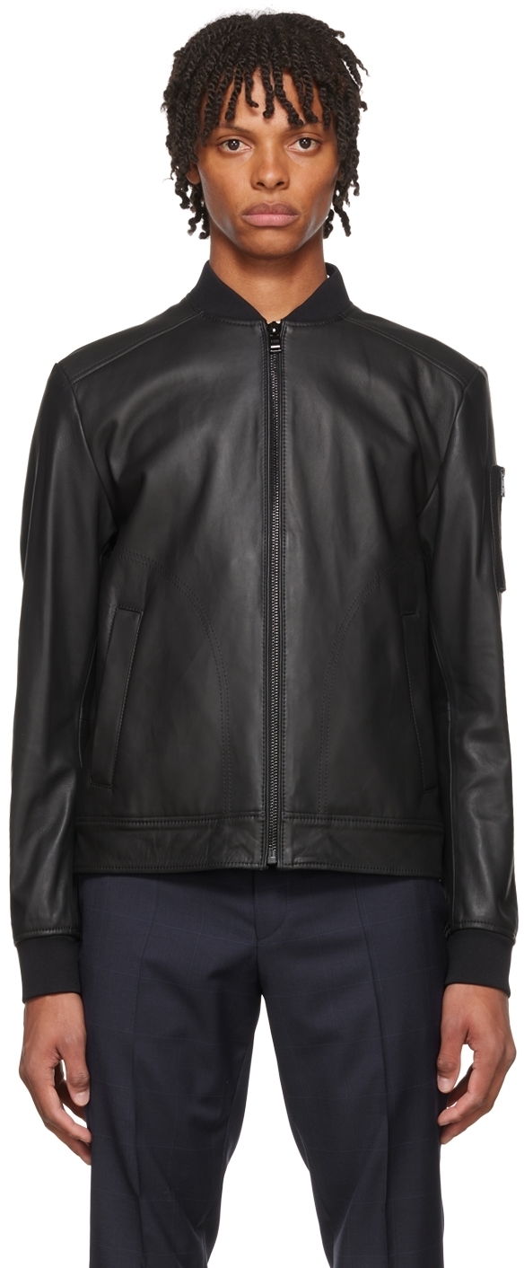 Boss Black Malba Leather Jacket BOSS