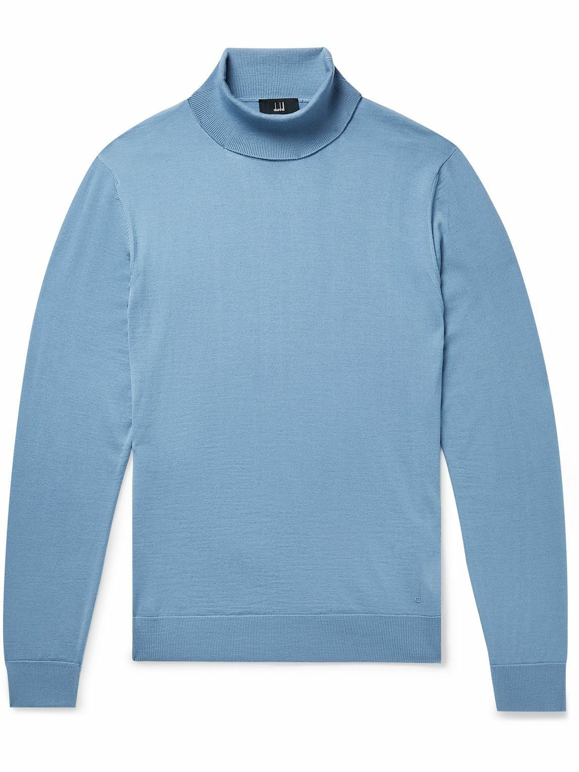 Photo: Dunhill - Logo-Embroidered Wool Rollneck Sweater - Blue