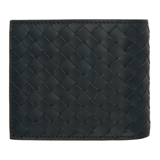 Bottega Veneta Navy Intrecciato Bifold Wallet Bottega Veneta