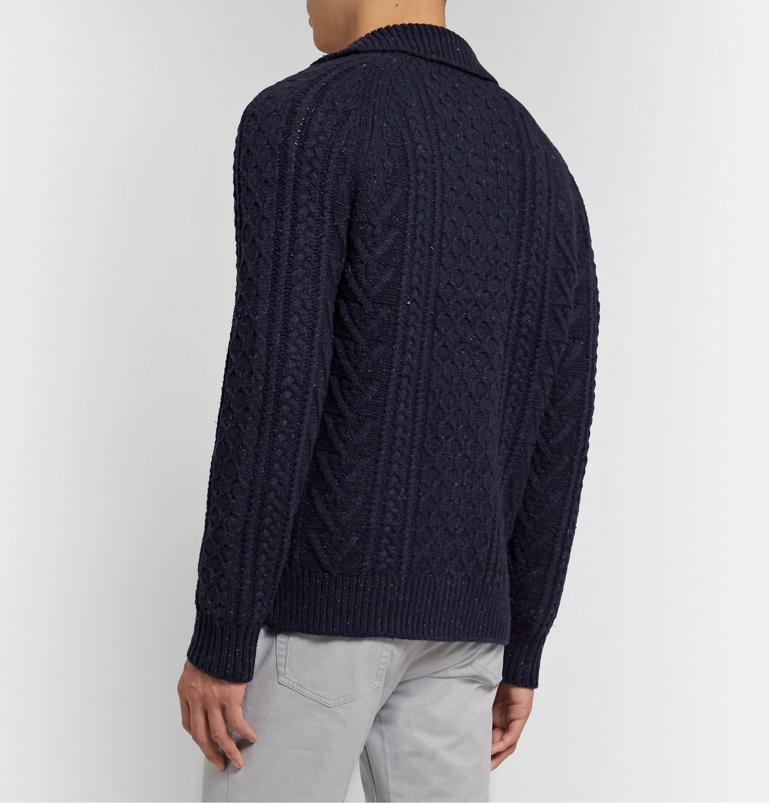 J.Crew CableKnit Donegal Merino WoolBlend Cardigan Blue J.Crew