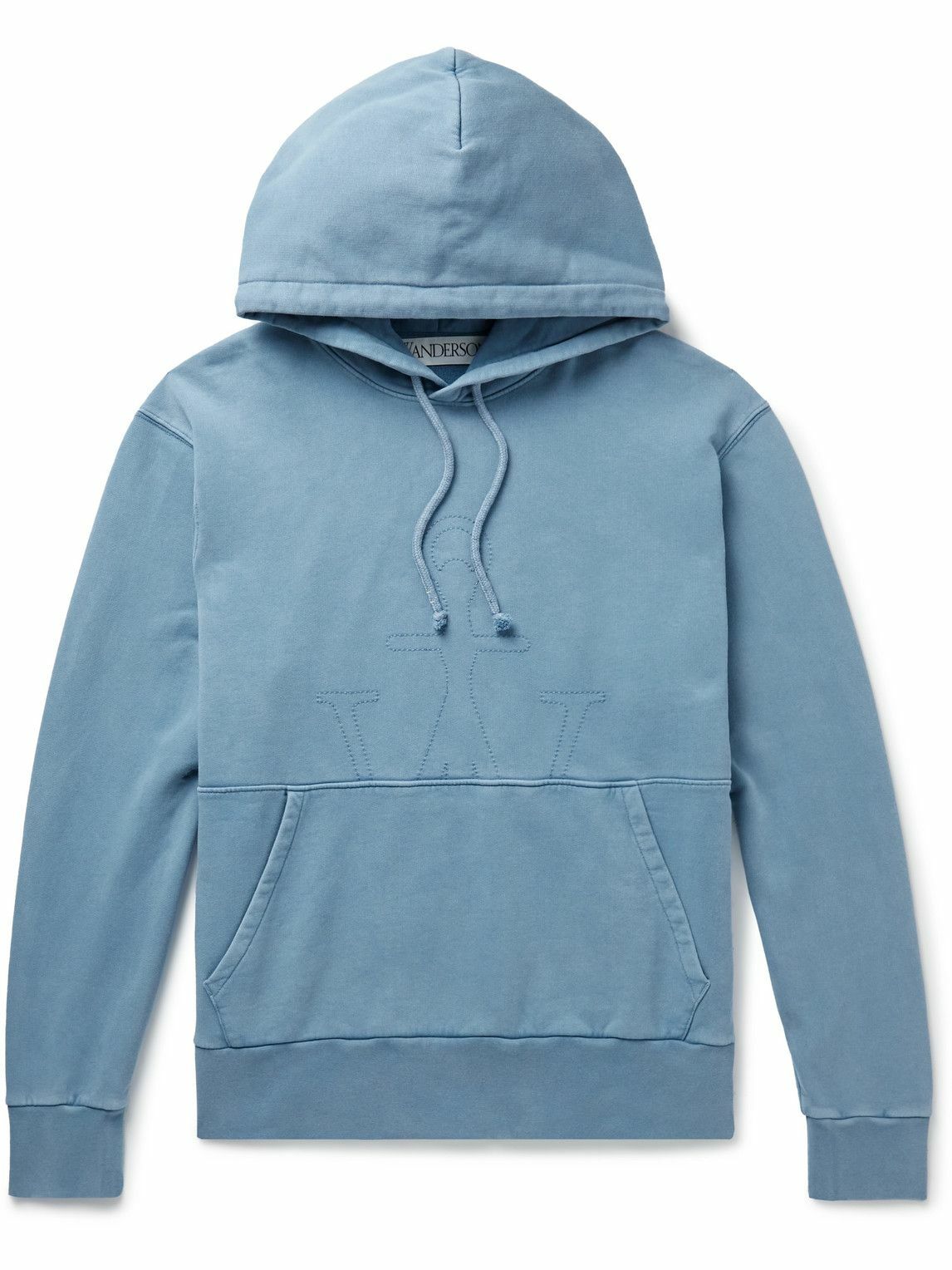 JW Anderson - Logo-Embroidered Cotton-Jersey Hoodie - Blue JW Anderson