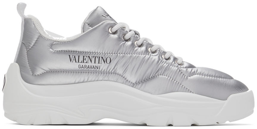 Photo: Valentino Garavani Silver Padded Nylon Gumboy Sneakers