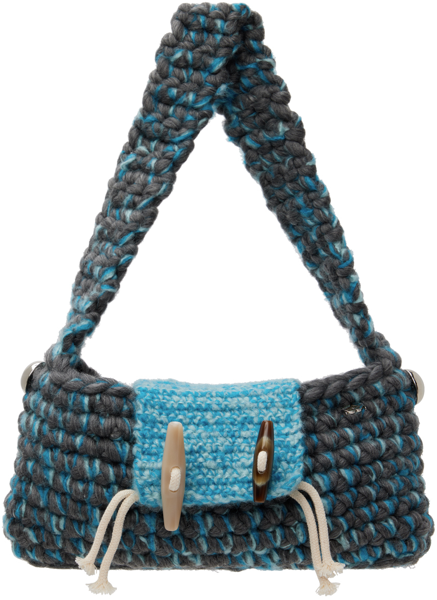 Kijun Gray & Blue Crochet Bag Kijun