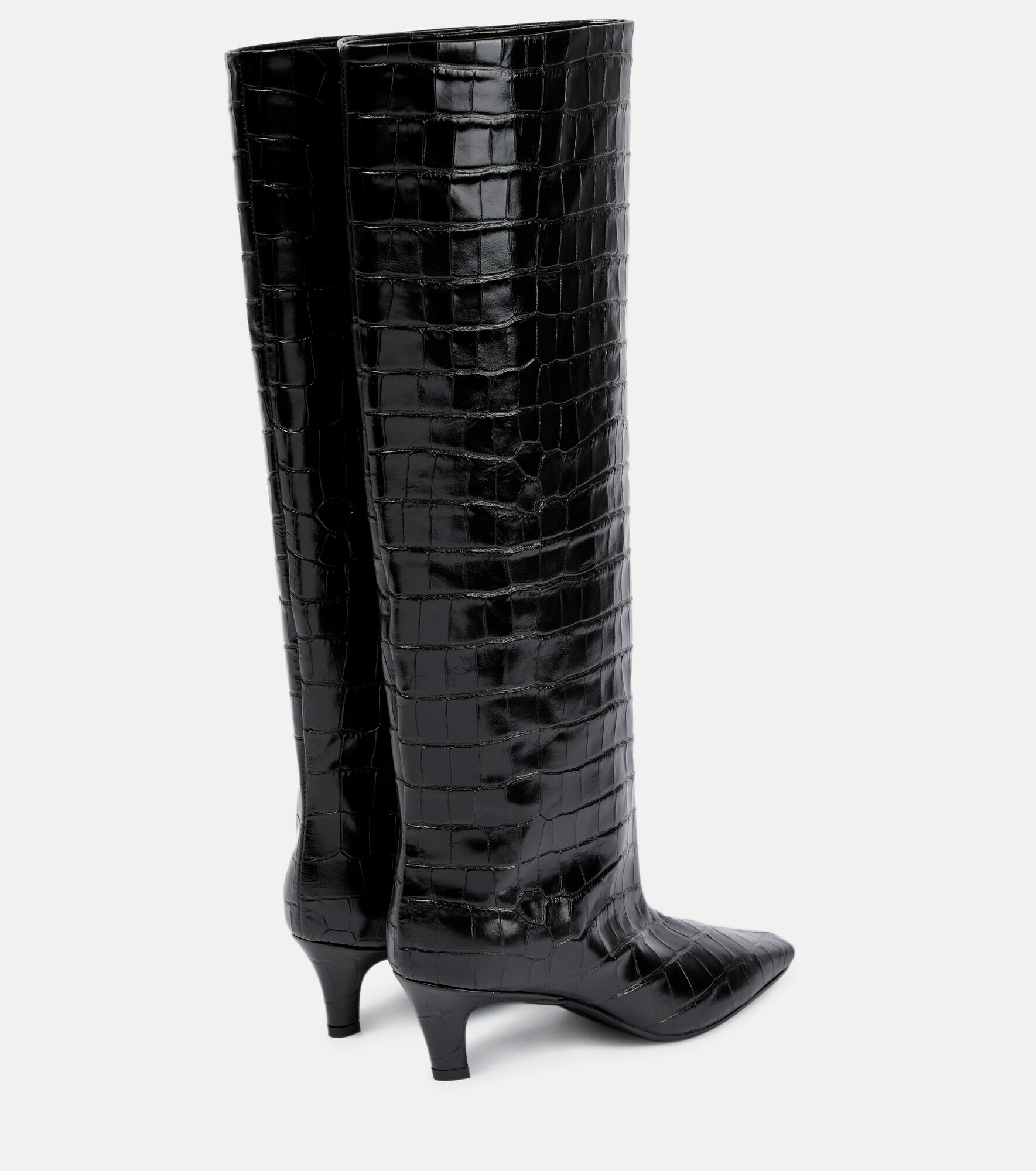 Toteme - Croc-effect leather knee-high boots Toteme