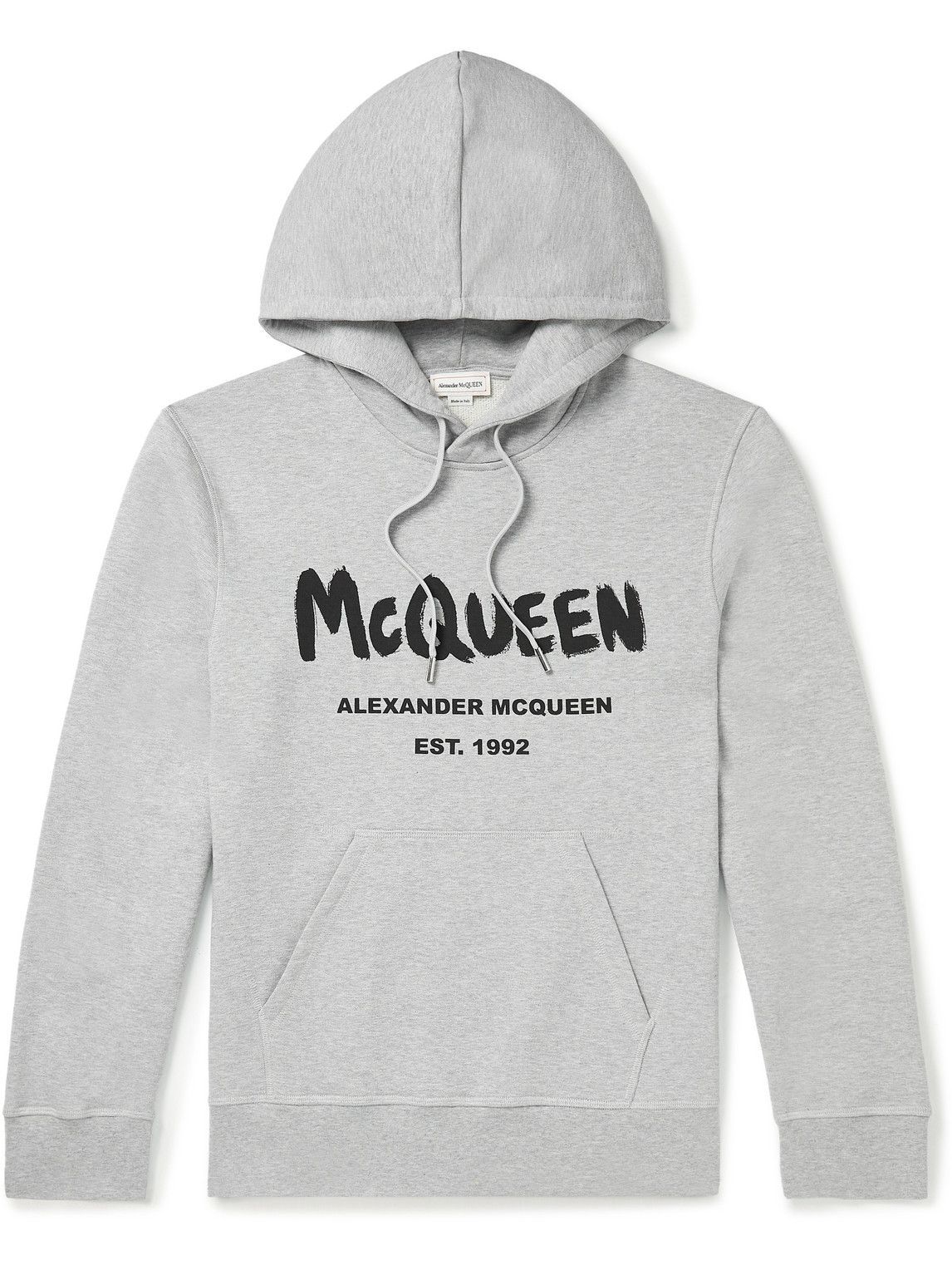 Alexander McQueen LogoPrint CottonJersey Hoodie Gray Alexander