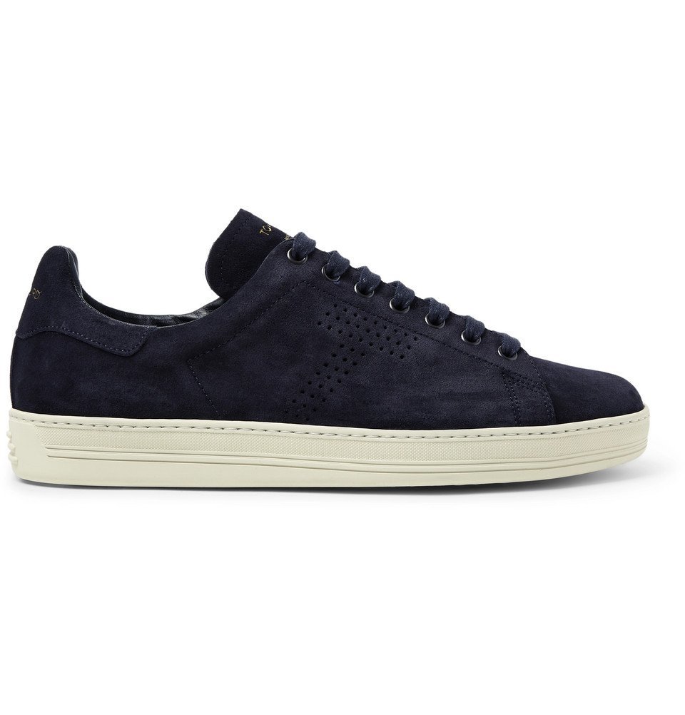 TOM FORD - Warwick Perforated Suede Sneakers - Midnight blue TOM FORD