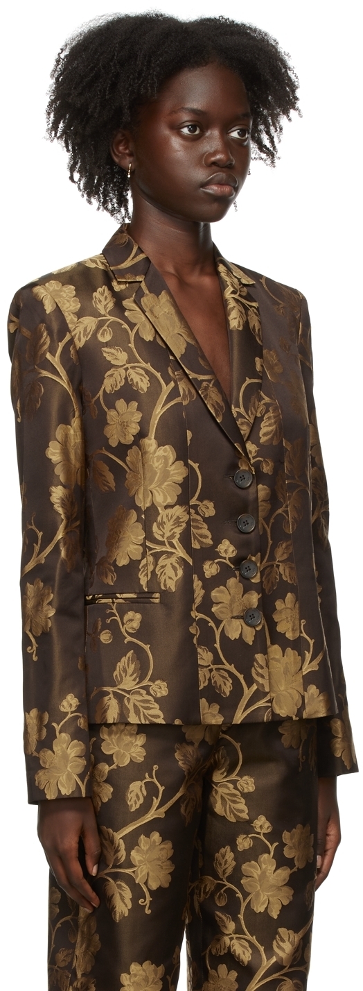 Puppets and Puppets SSENSE Exclusive Brown Brocade 'The Puppets' Blazer