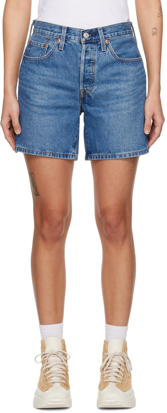 Levis Blue 501 Denim Shorts Levis Red