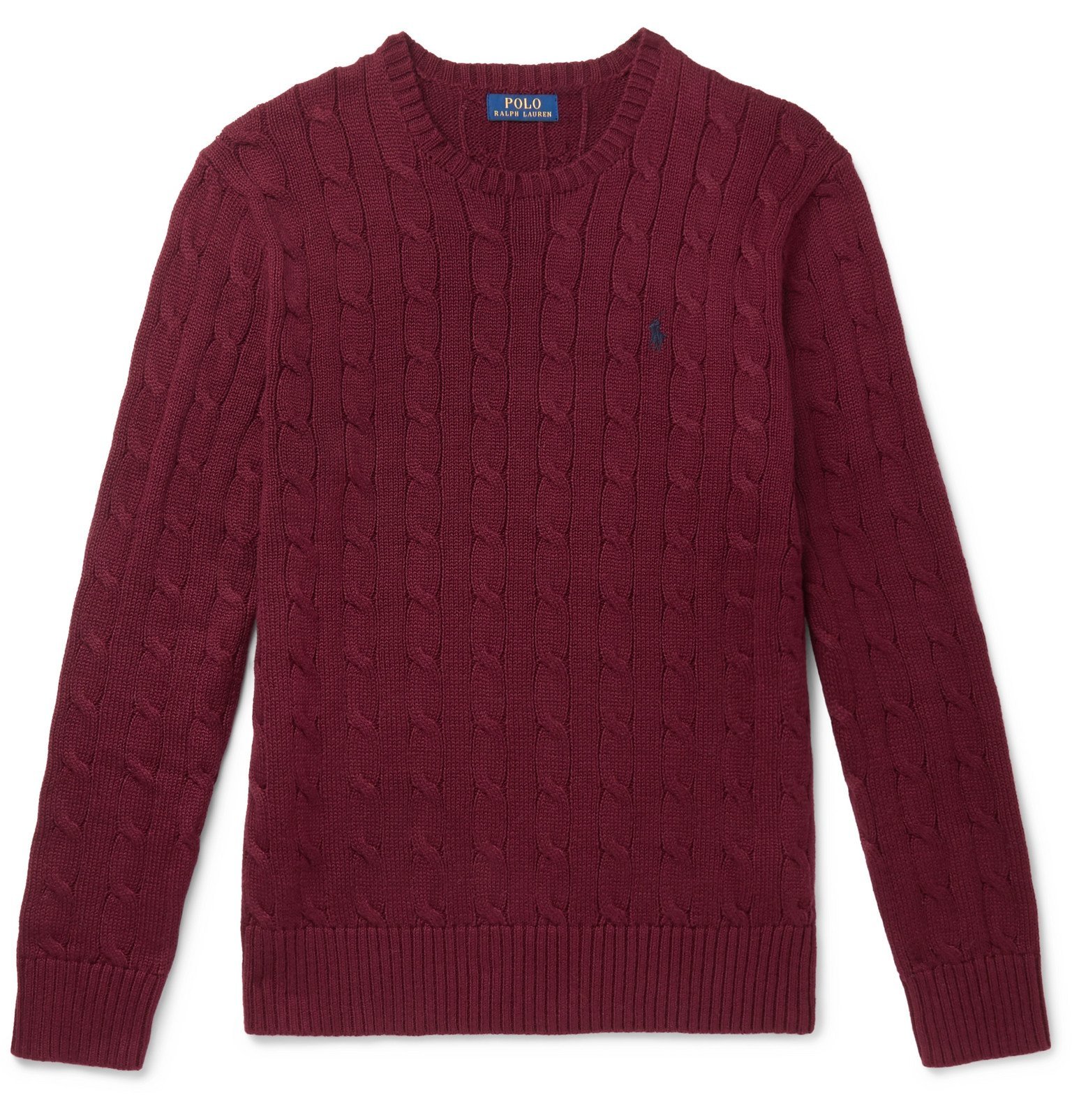 Polo Ralph Lauren - Cable-Knit Cotton Sweater - Burgundy Polo Ralph Lauren