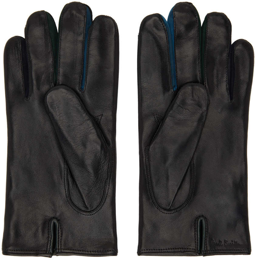 Paul Smith Black Concertina Leather Gloves Paul Smith