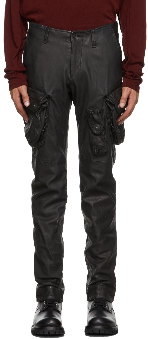 Julius Black Cargo Leather Trousers Julius