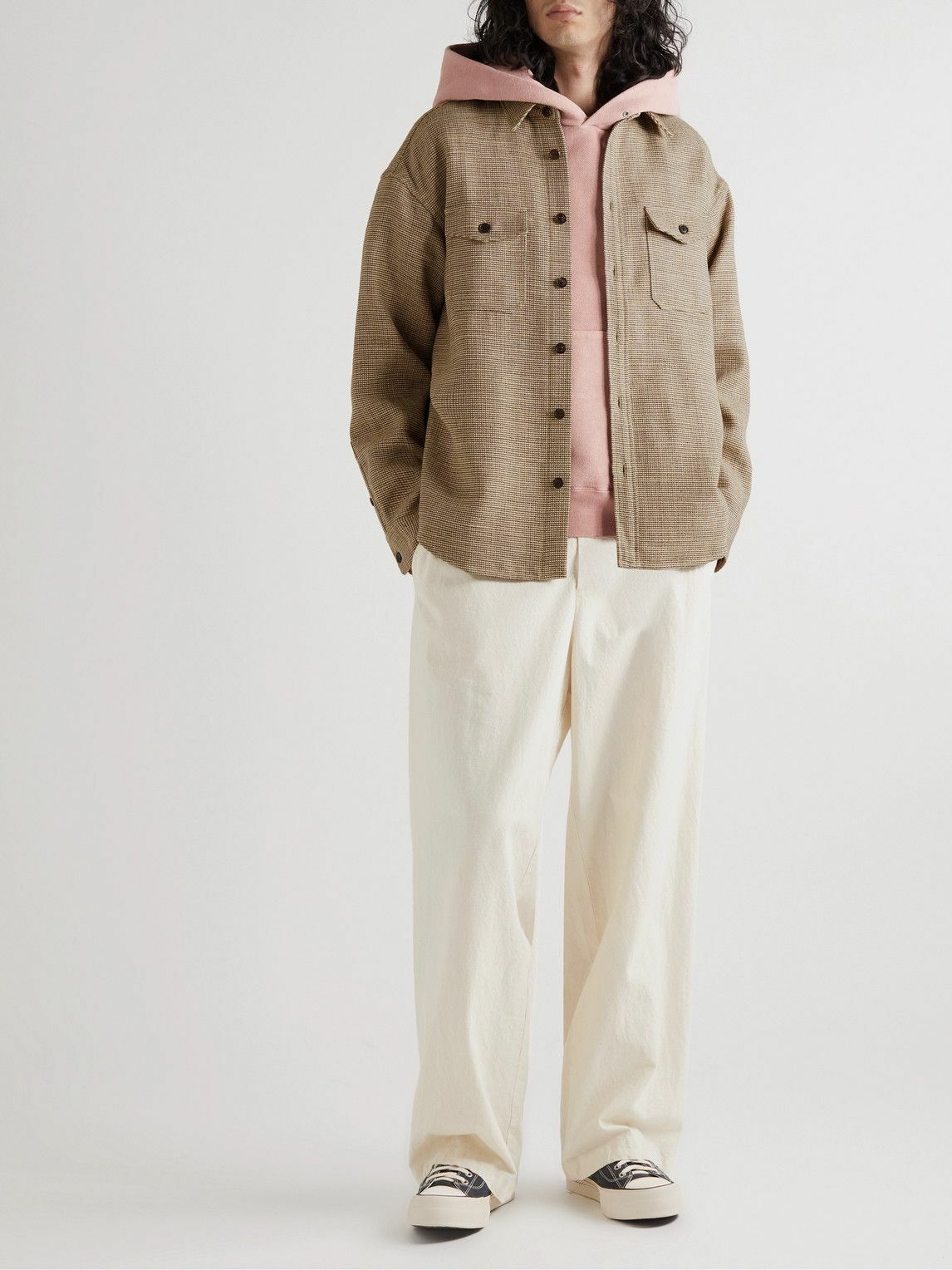 Visvim Lumber Wool, Linen and SilkBlend Tweed Shirt Brown Visvim