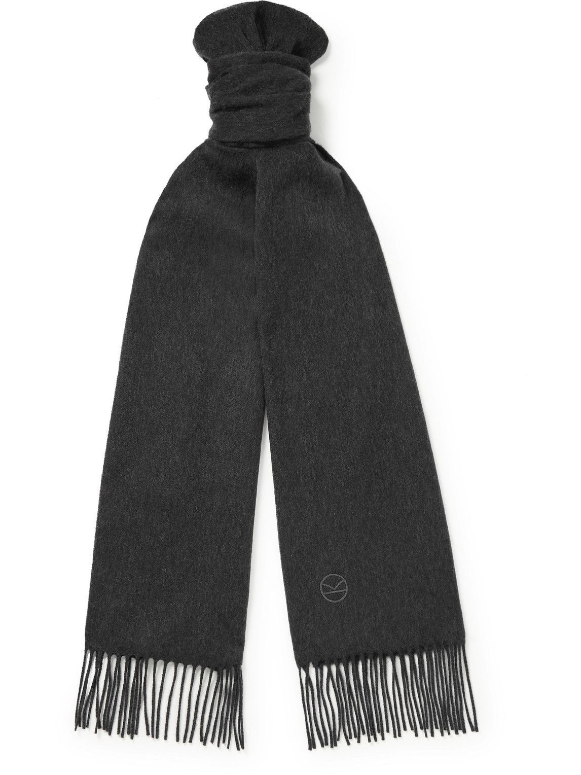 Kingsman - Johnstons of Elgin Fringed Logo-Embroidered Cashmere Scarf ...