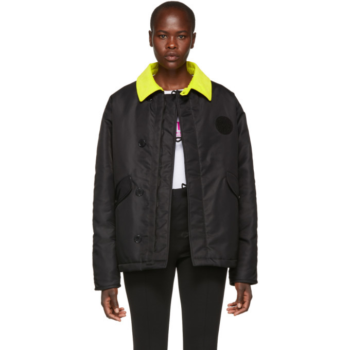 off white black and yellow jacket