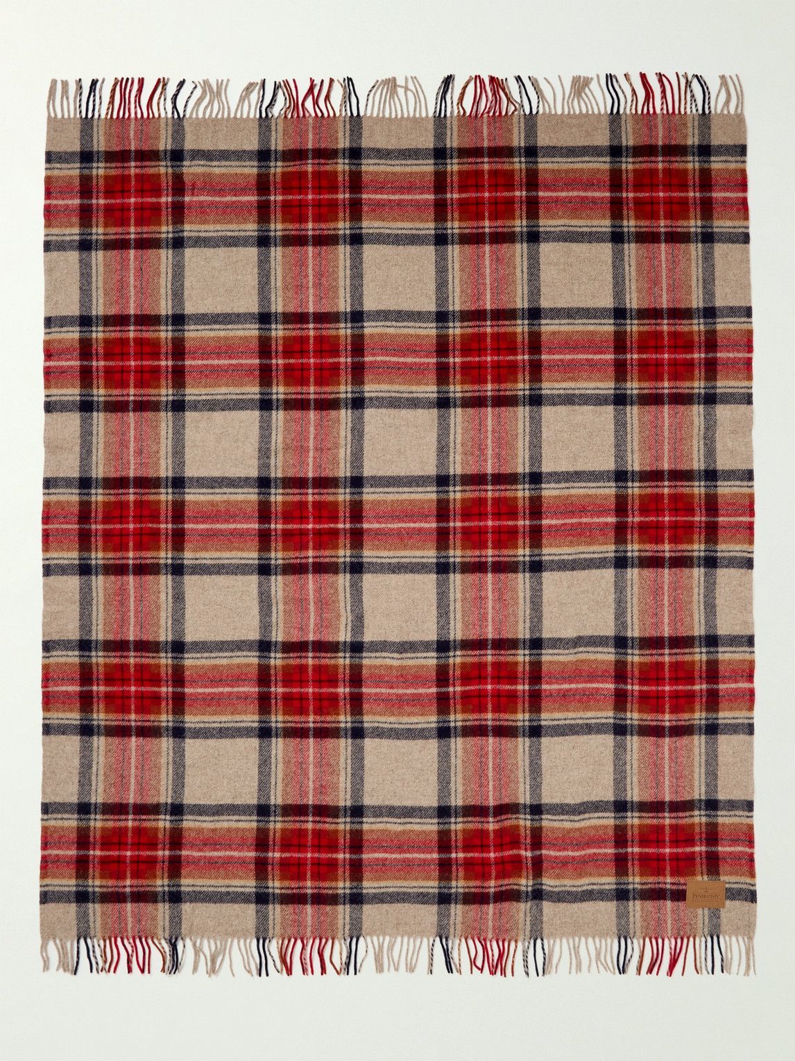 Pendleton Checked Virgin Wool Fringed Blanket Pendleton