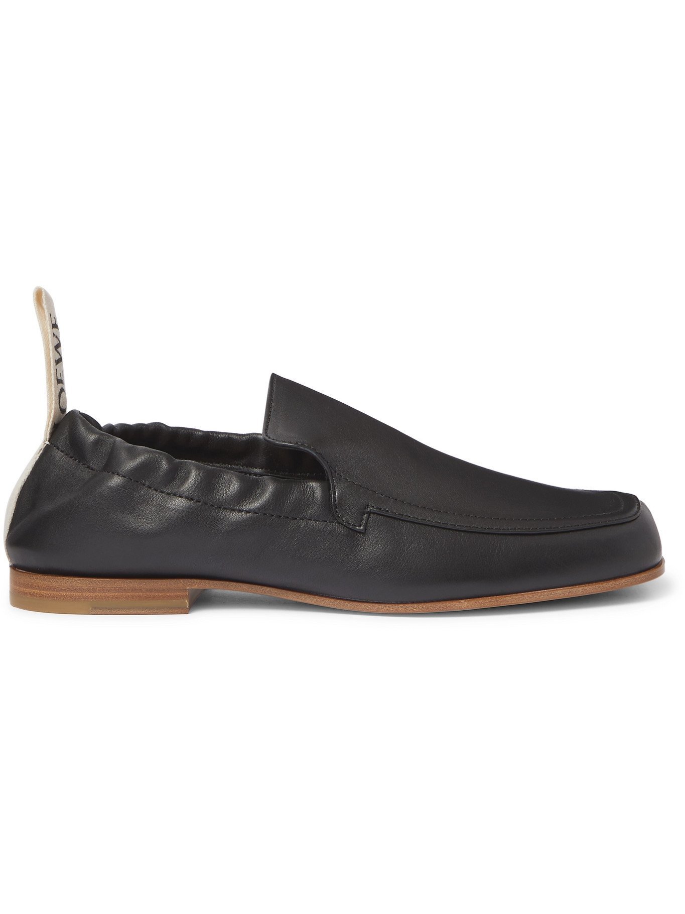 LOEWE - Grosgrain-Trimmed Leather Loafers - Black Loewe