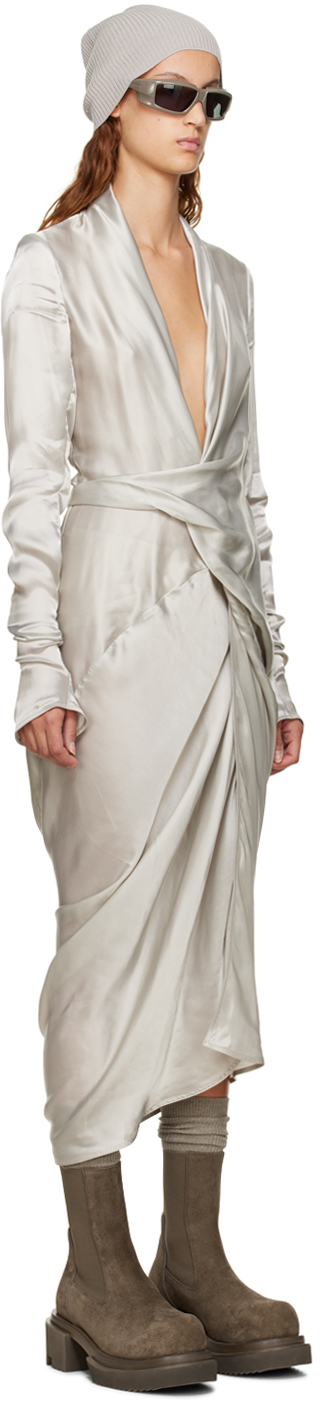 Rick Owens Beige Strobe Wrap Midi Dress