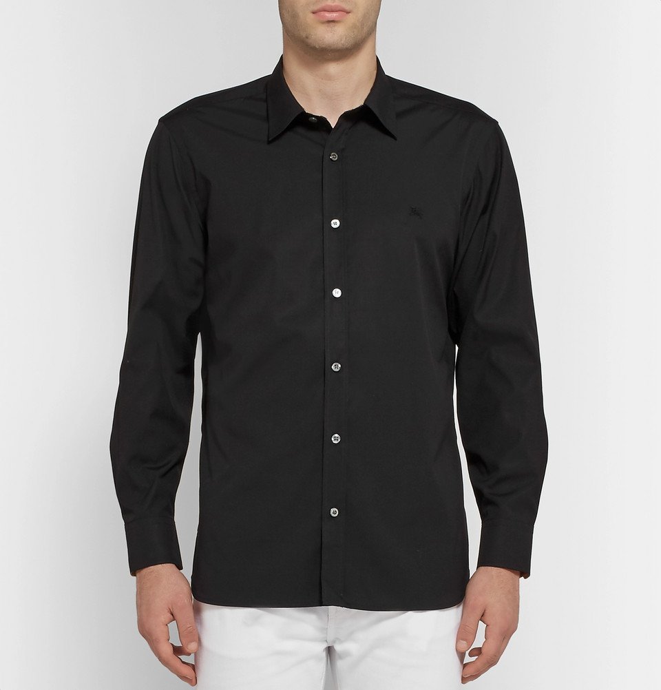 Burberry - Slim-Fit Stretch-Cotton Poplin Shirt - Men - Black Burberry