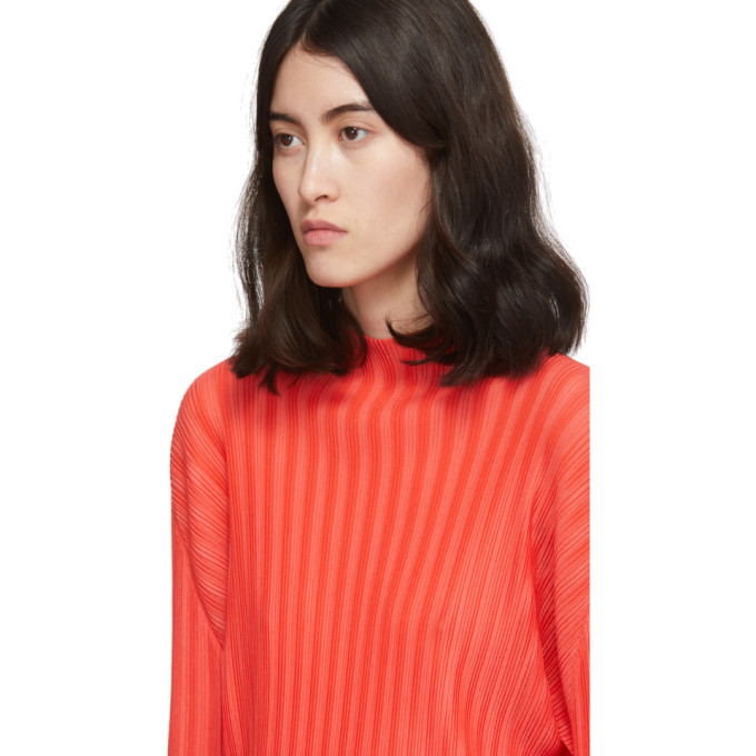 Pleats Please Issey Miyake Red Rib Pleats Turtleneck Pleats Please