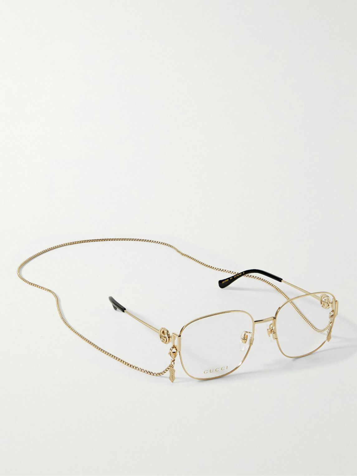 Gucci Eyewear - Square-Frame Chain-Embellished Gold-Tone Optical Glasses  Gucci