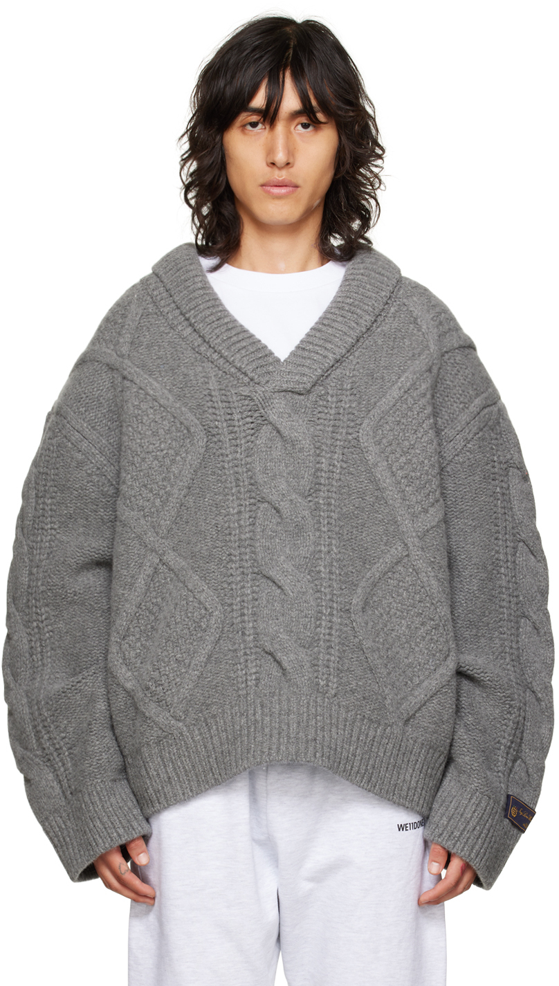 We11done Gray Argyle Sweater We11done