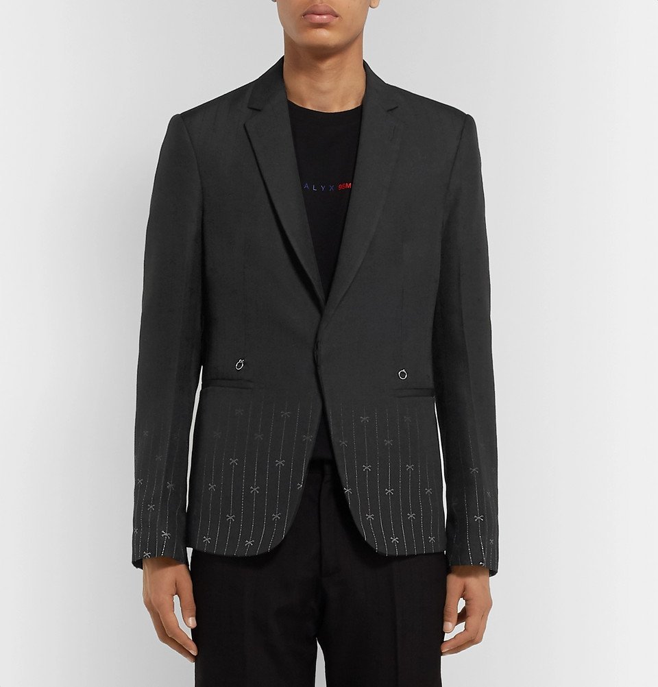 1017 ALYX 9SM - Black Slim-Fit Silk and Wool-Blend Jacquard Suit Jacket ...