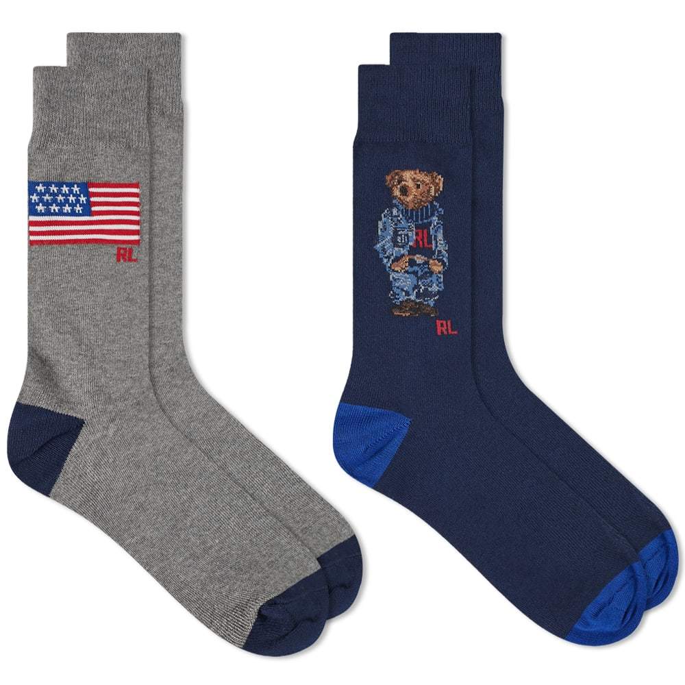 Polo Ralph Lauren USA Bear Sock - 2 Pack