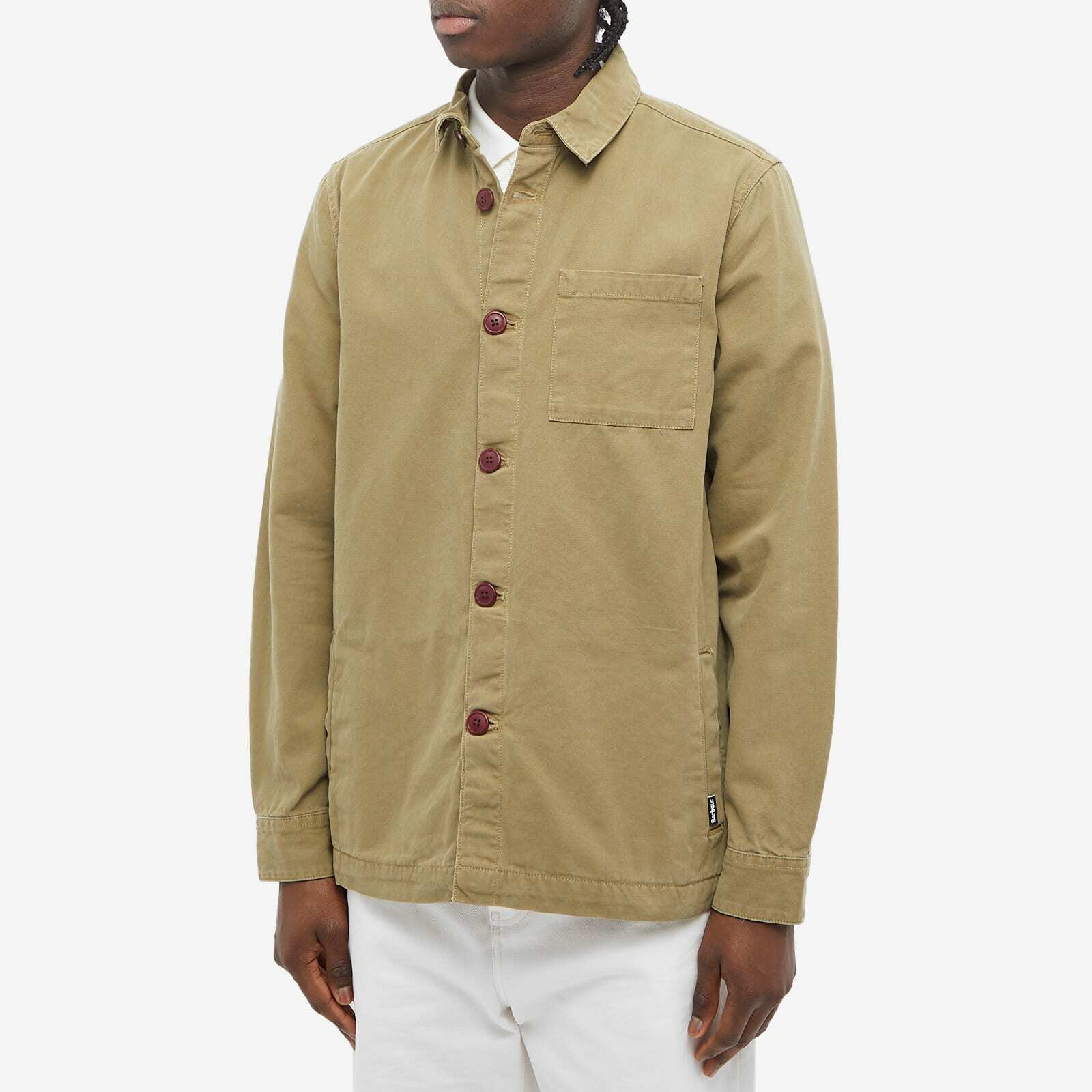 Barbour Men's Washed Overshirt in Bleached Olive Barbour