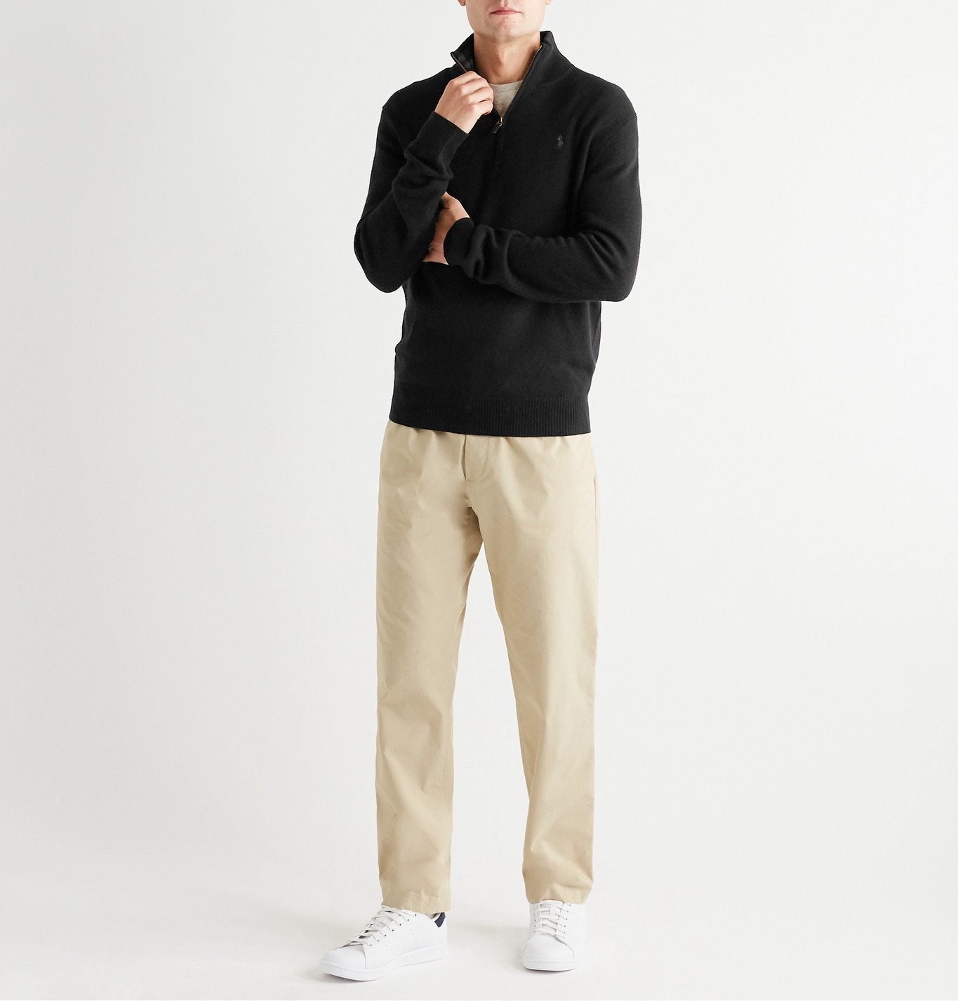 Polo Ralph Lauren - Wool and Cashmere-Blend Half-Zip Sweater - Black Polo  Ralph Lauren