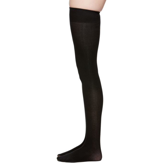 Marieyat Black Doodle Thigh-High Socks Marieyat