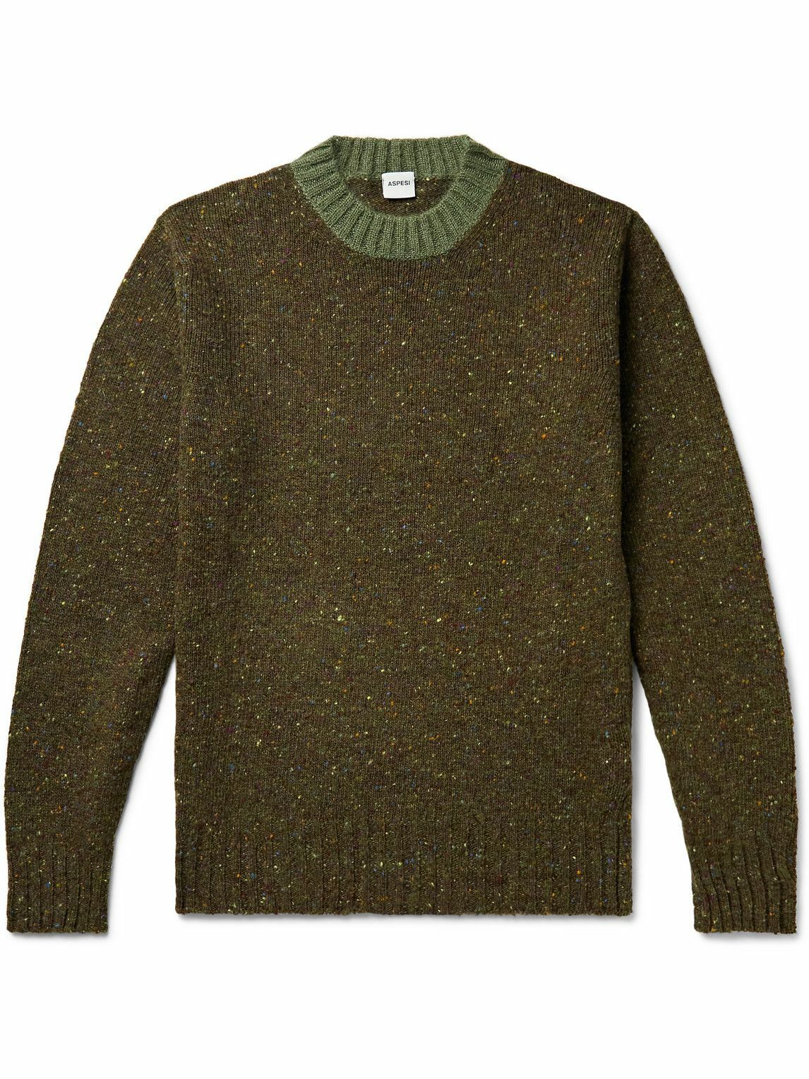 Aspesi - Slim-Fit Donegal Wool Sweater - Green Aspesi