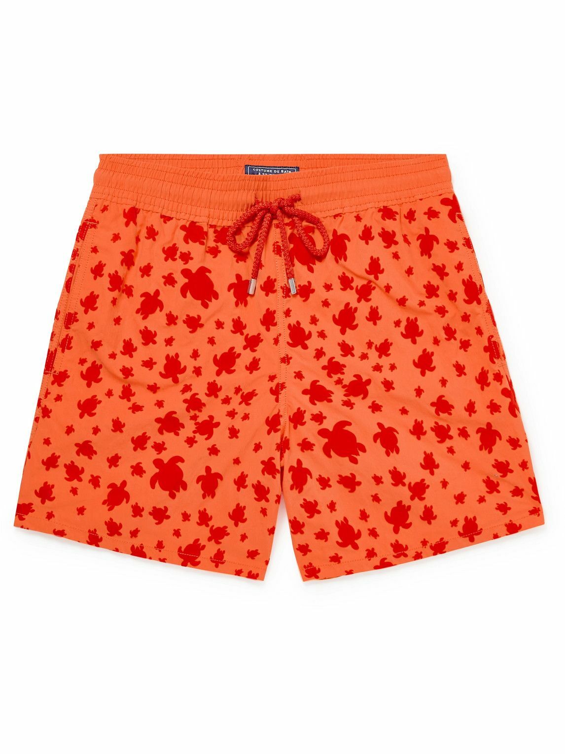 Vilebrequin - Mid-Length Logo-Flocked Swim Shorts - Orange Vilebrequin