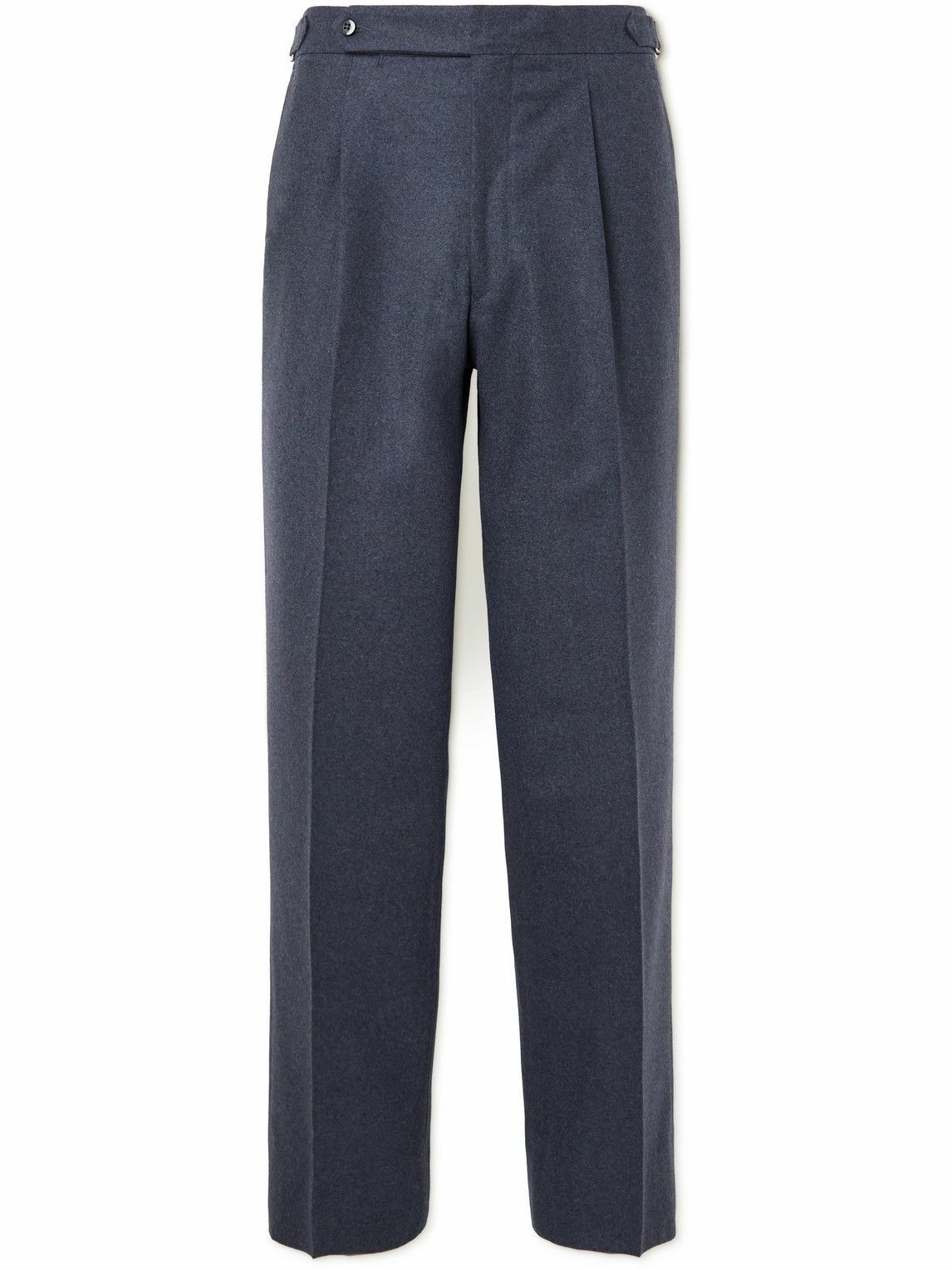 Stoffa - Straight-Leg Pleated Moss Wool-Flannel Trousers - Blue