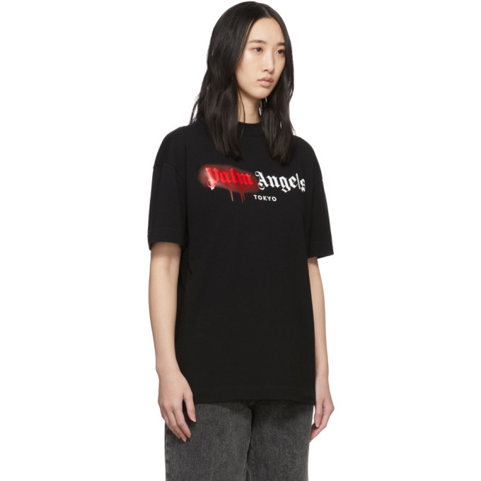palm angels t shirt black and red