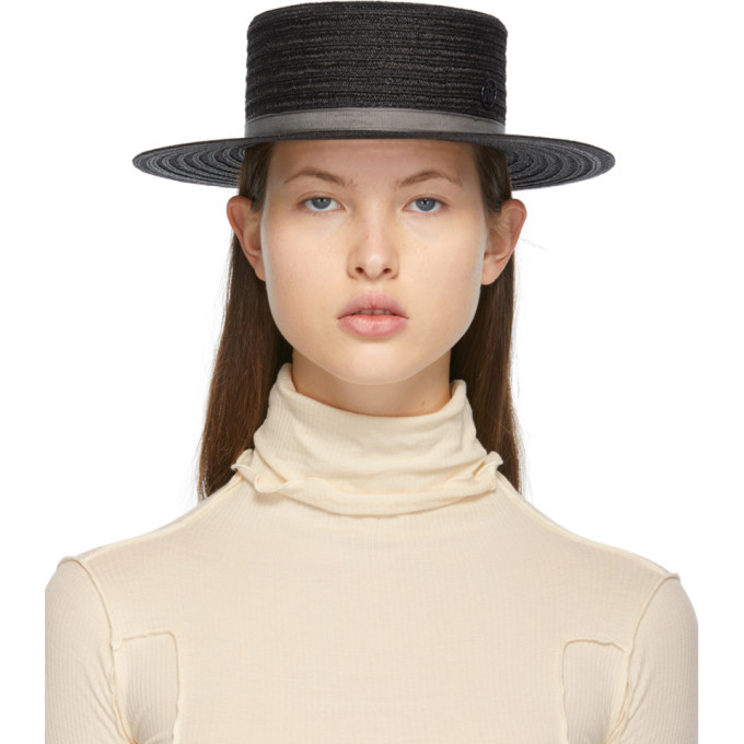 Maison Michel Black Hemp Kiki Hat 