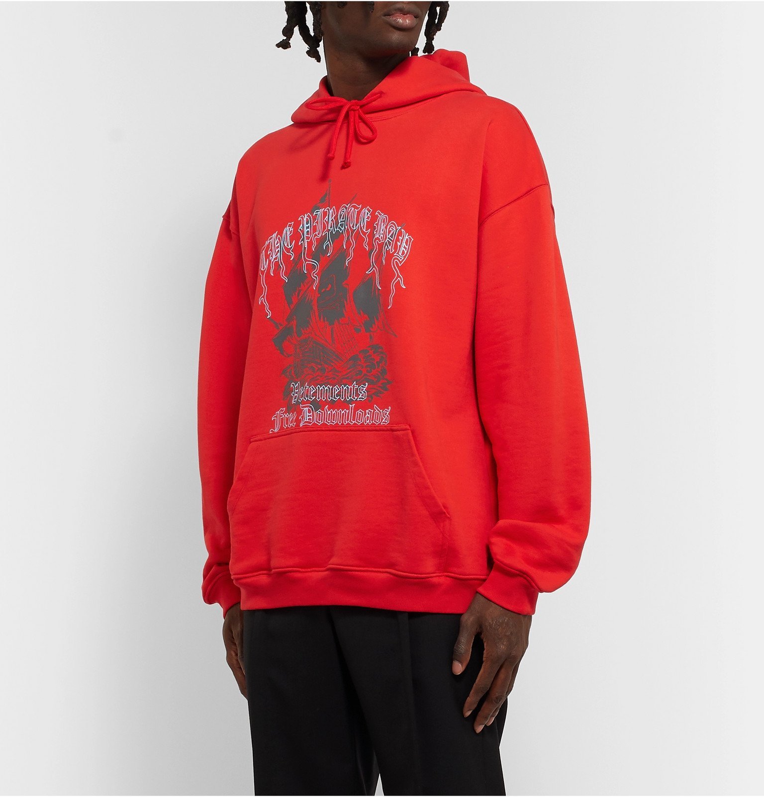 Vetements - Oversized Printed Loopback Cotton-Blend Jersey Hoodie - Red ...