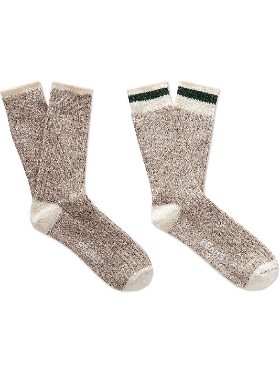 Beams Plus - Rag Two-Pack Striped Ribbed-Knit Socks - Green Beams Plus