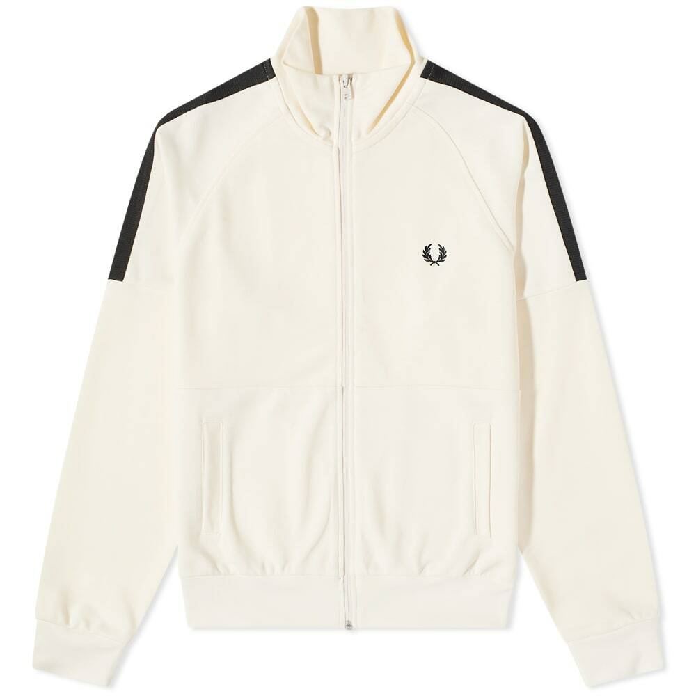Fred Perry Men's Panelled Track Jacket in Ecru Fred Perry