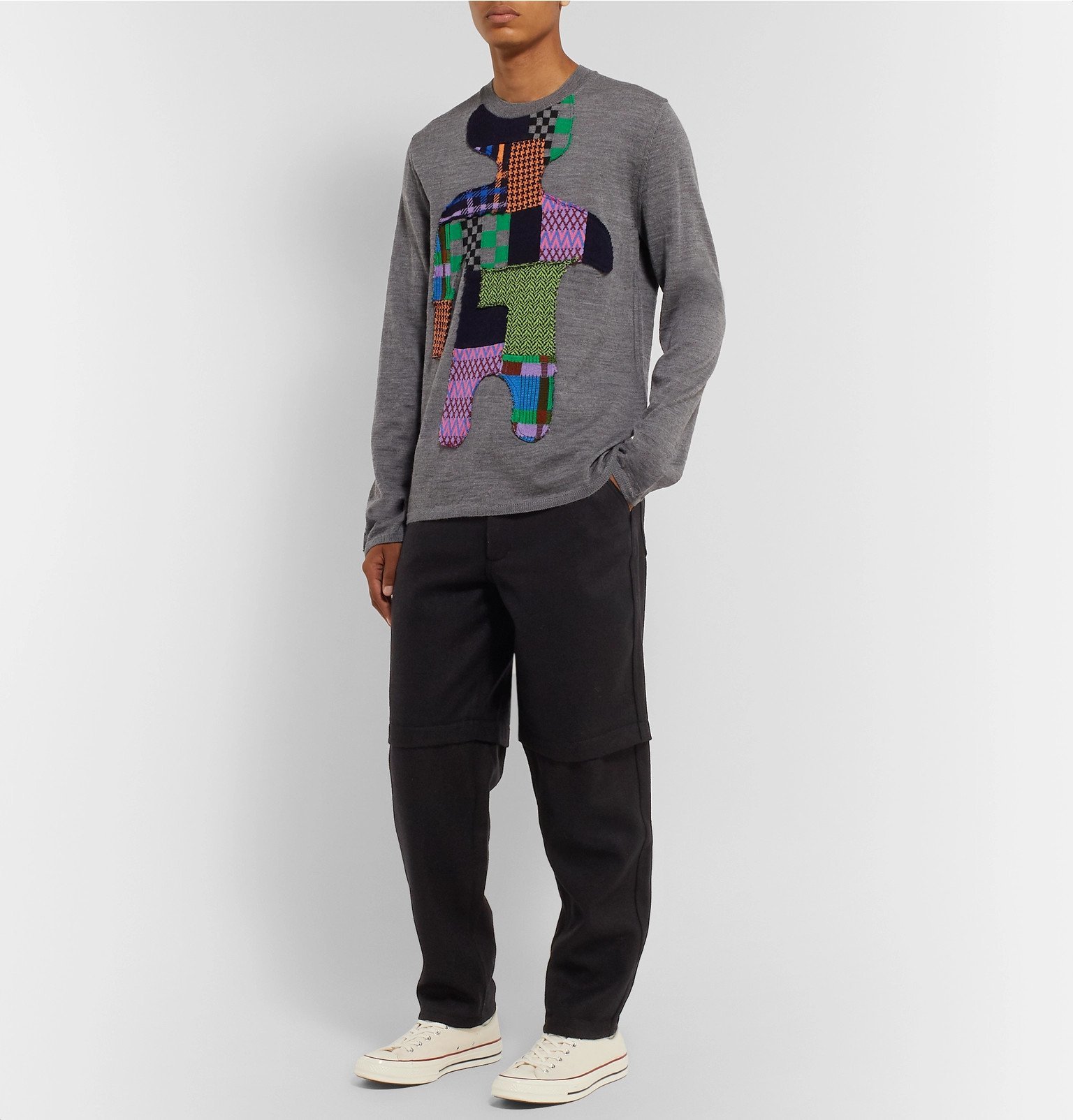 COMME des GARÇONS SHIRT patchwork wollen sweatshirt Kleding Herenkleding Hoodies & Sweatshirts Sweatshirts 