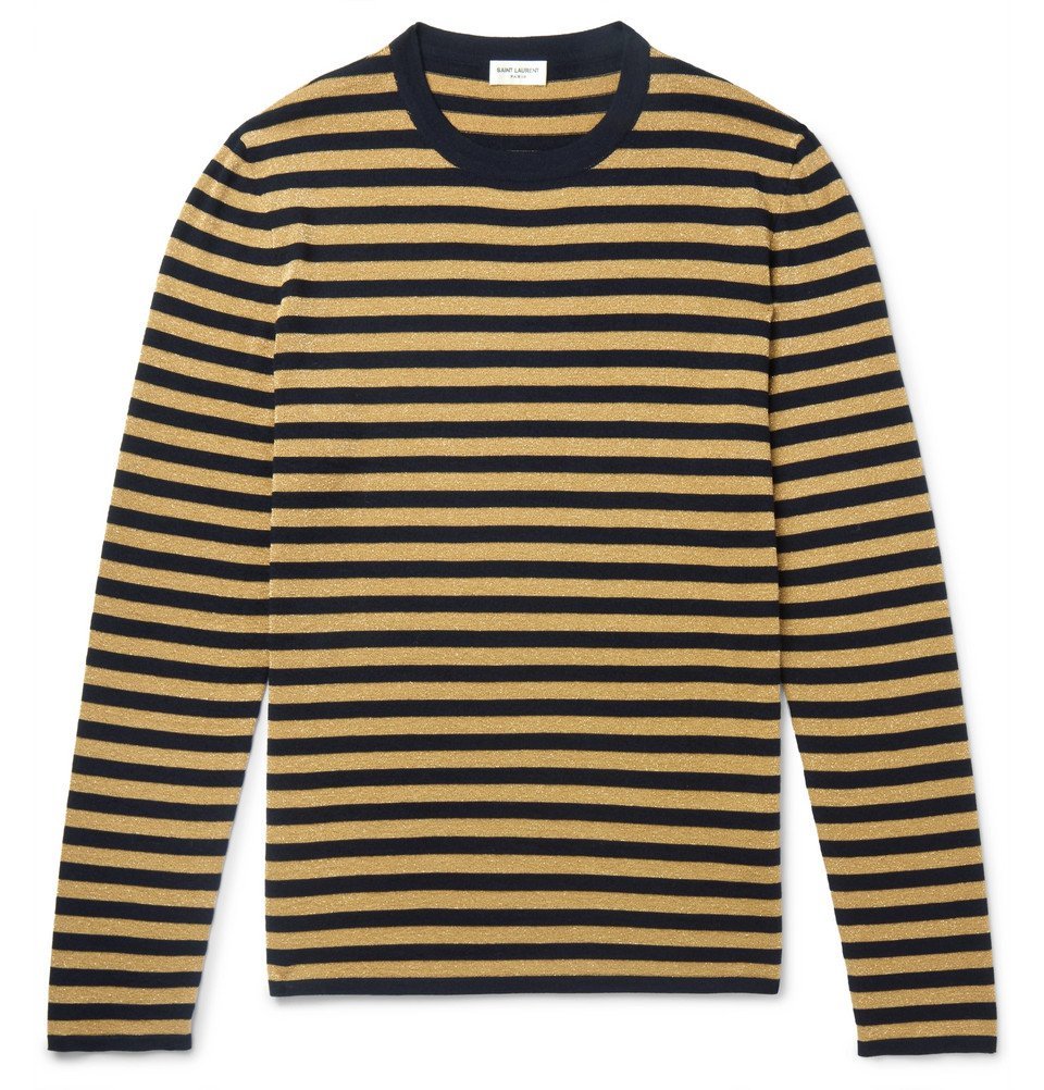 Saint Laurent - Slim-Fit Striped Knitted Sweater - Men - Yellow Saint ...