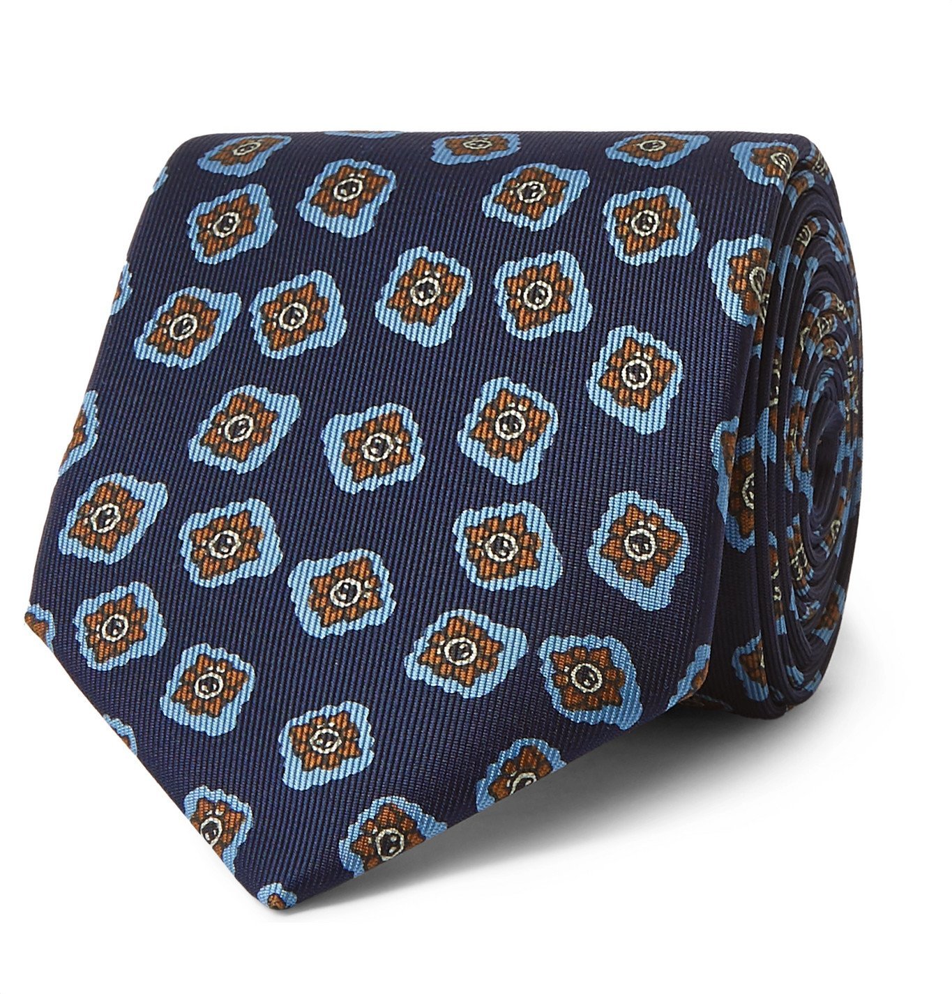 E.MARINELLA - 8cm Floral-Print Silk-Twill Tie - Blue E.MARINELLA