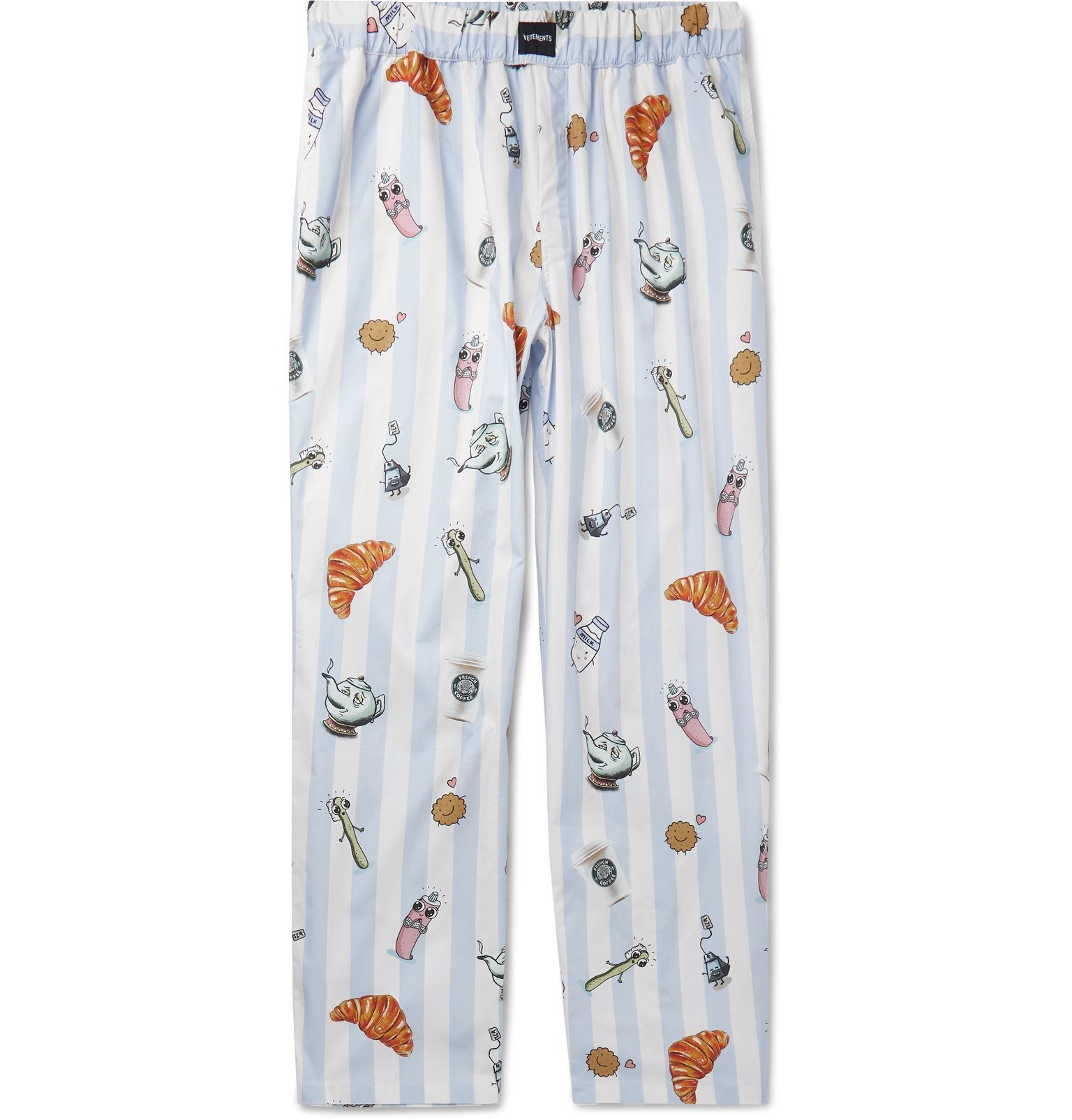Wide-Leg Printed Cotton-Poplin Trousers 