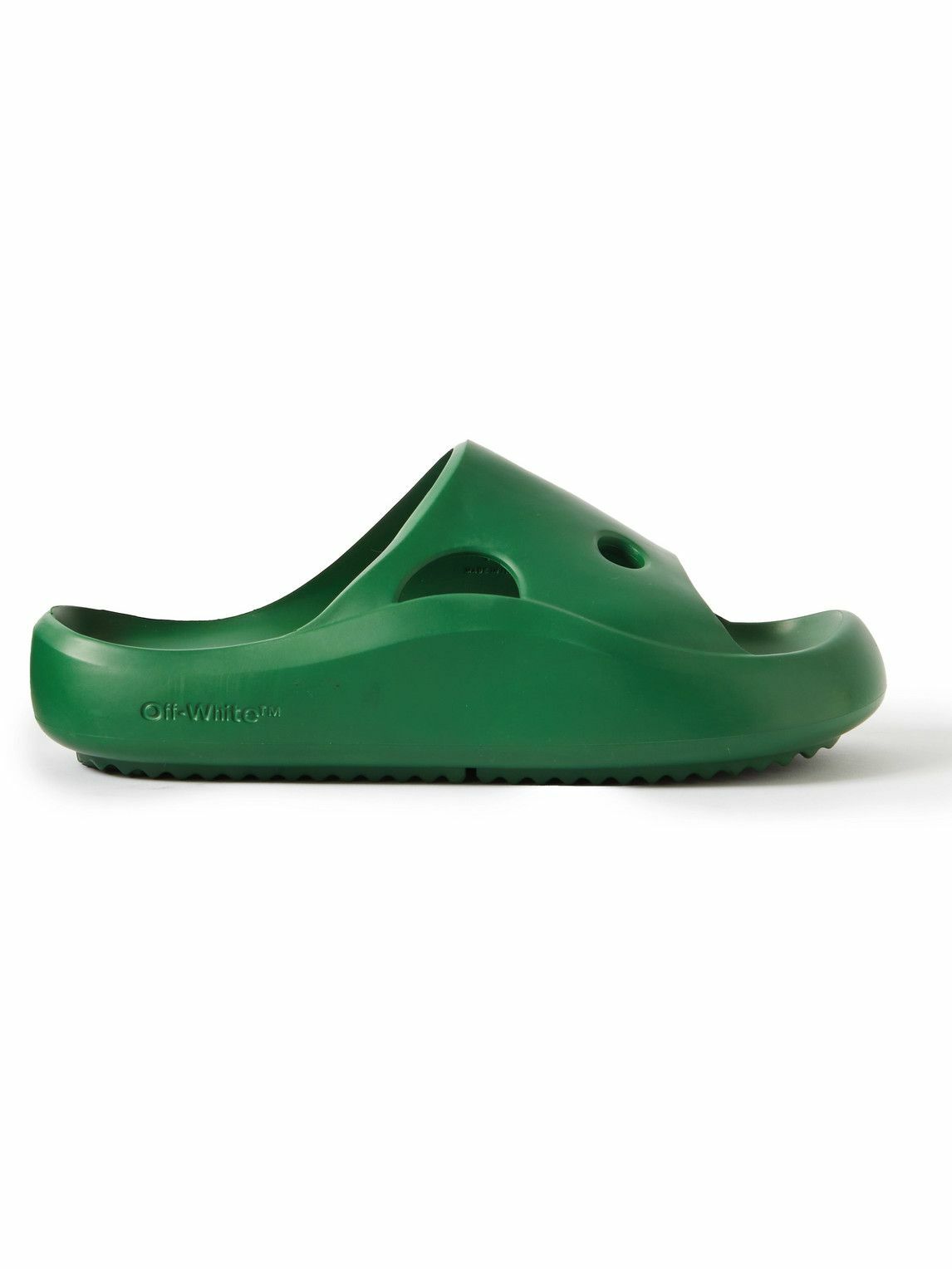Photo: Off-White - Meteor Cutout Rubber Slides - Green