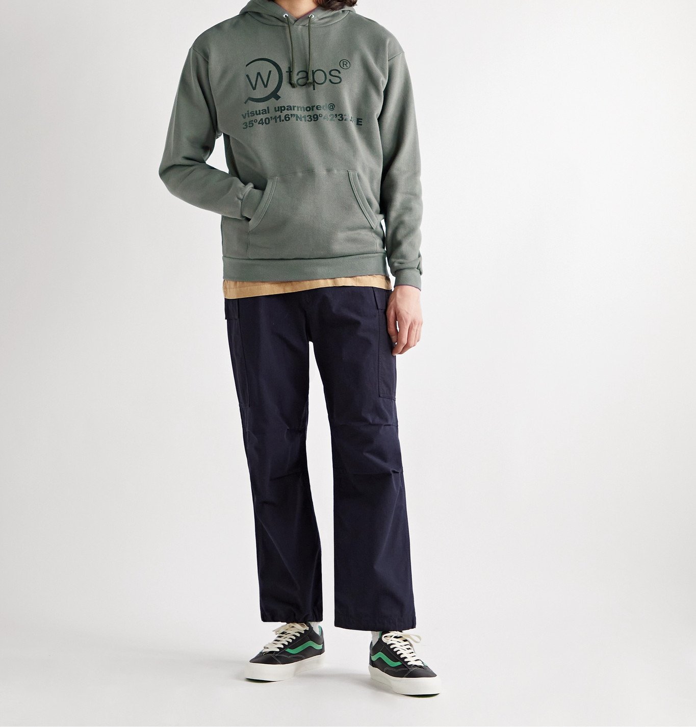 WTAPS - Logo-Print Fleece-Back Cotton-Jersey Hoodie - Green WTAPS