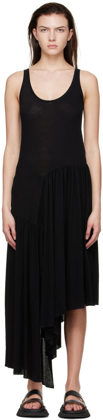 Yohji Yamamoto Black Cotton Midi Dress Yohji Yamamoto