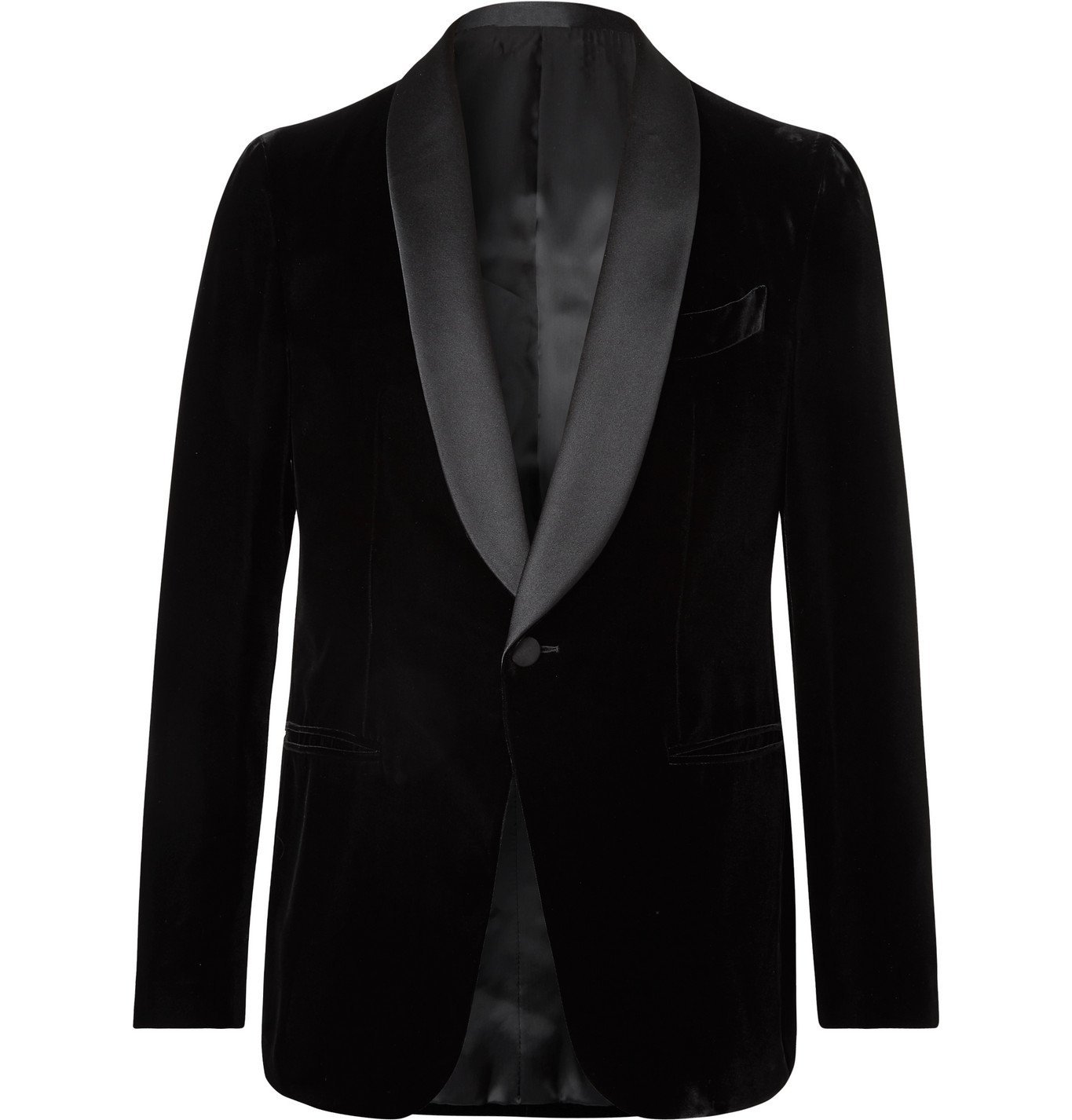 Caruso - Satin-Trimmed Velvet Tuxedo Jacket - Black Caruso