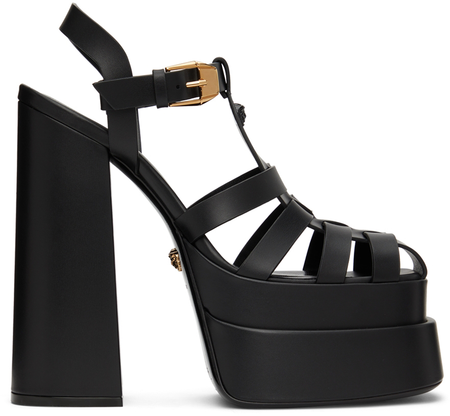 Versace Black La Medusa Platform Sandals Versace